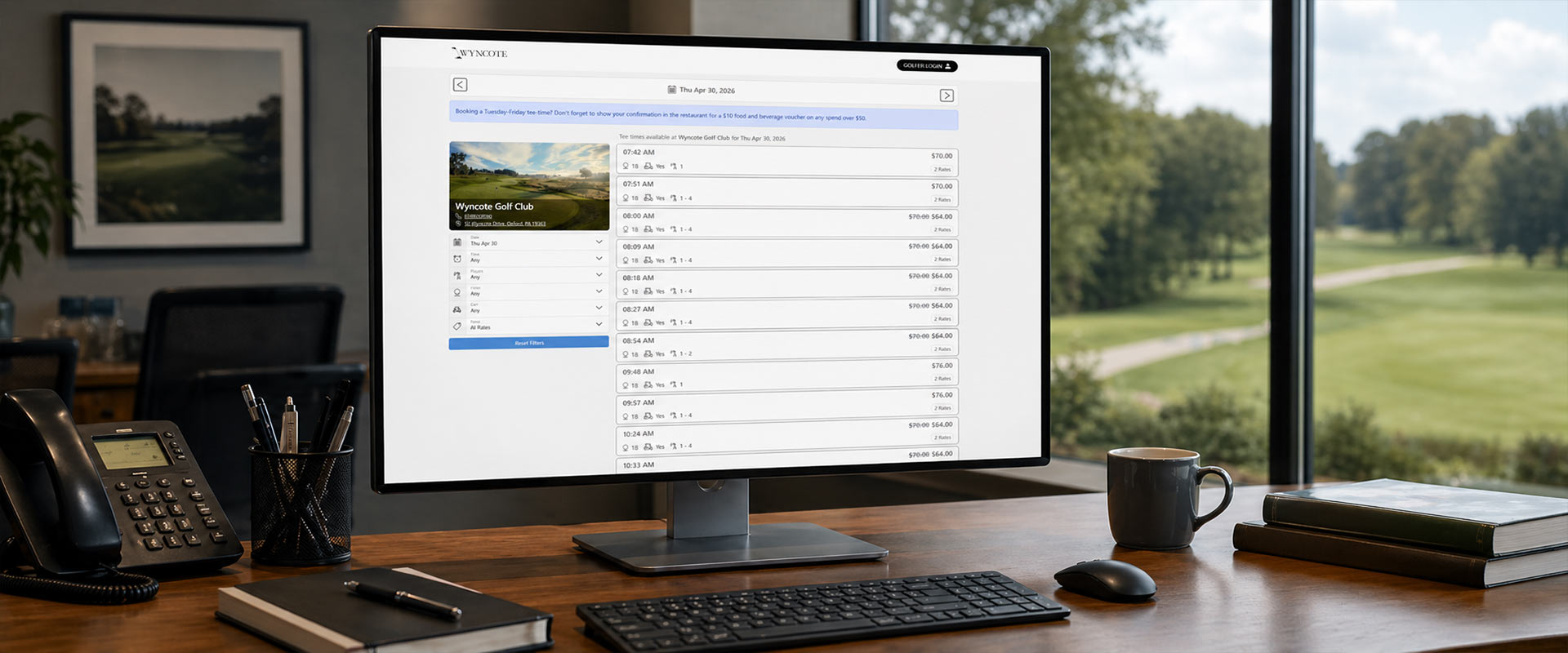 Booking engine on desktop