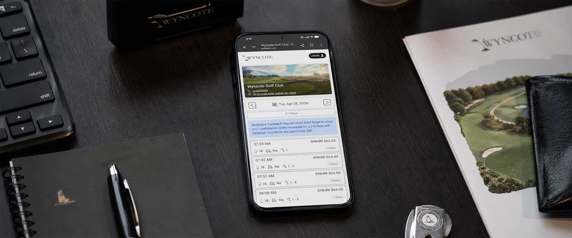Golf course booking engine background image