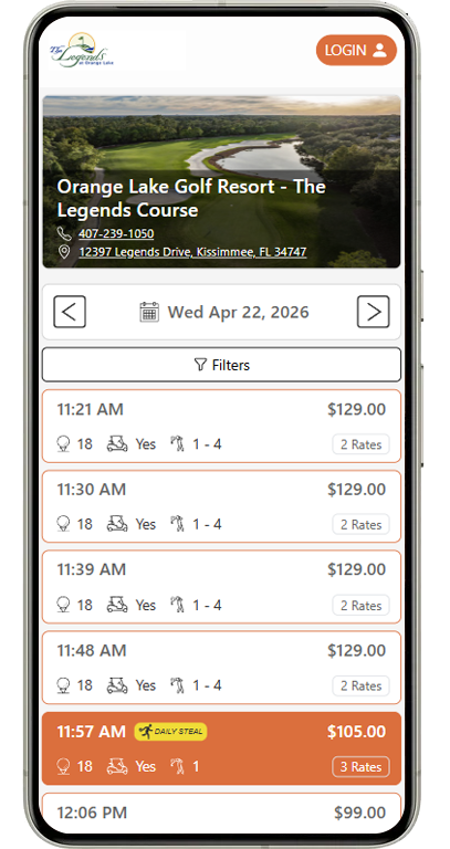 GolfBack Daily Steals mobile booking preview